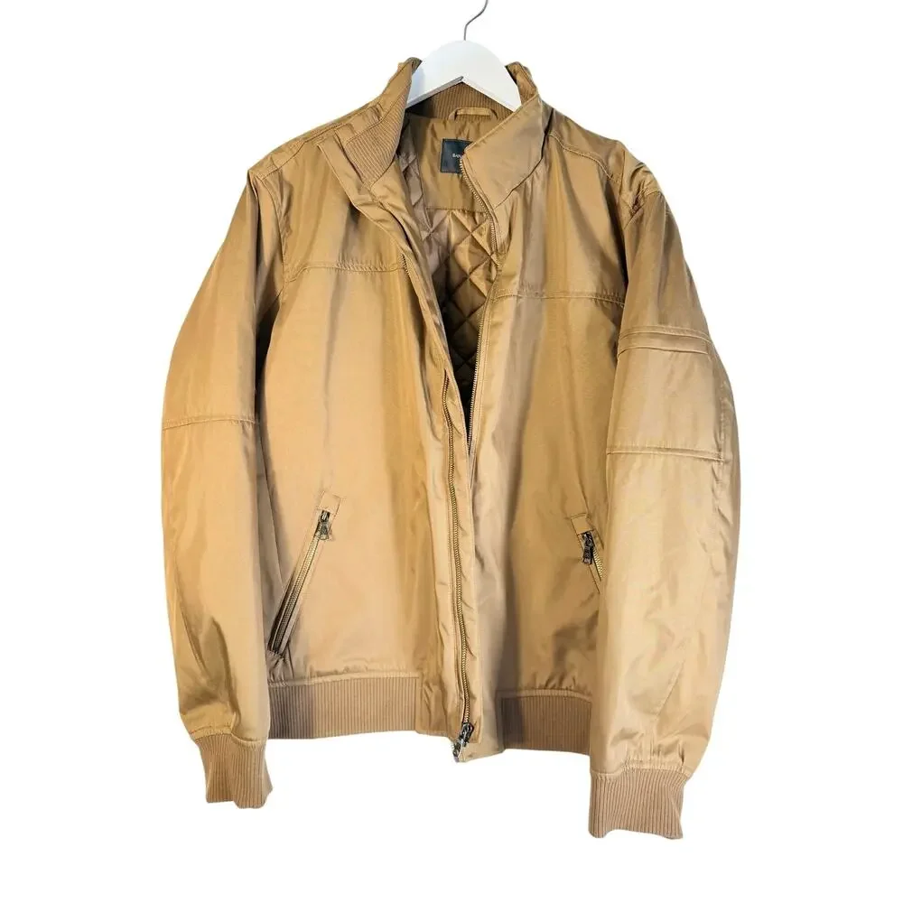 Banana Republic Flight Jacket Mens Large Tan Water Resistant Bomber Jacket